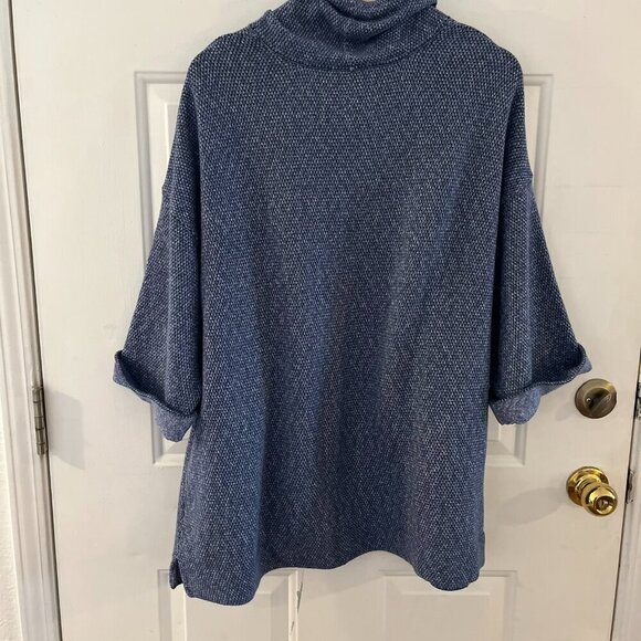 Purejill Woman's Blue Textured Cowl Neck Over-Sized Pull-Over Knit Sweater Sz Lr - Picture 5 of 8